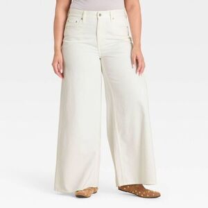 Universal Thread - Women's High-Rise Palazzo Wide Leg Jeans - White Size 14